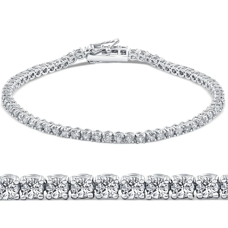 Women’s square bangles-3ct Diamond Tennis Bracelet White Gold Round Brilliant Cut 7 Inches