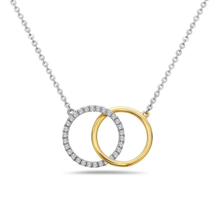 Women’s antique necklaces-2-Tone Diamond Necklace with Interlocking Circles