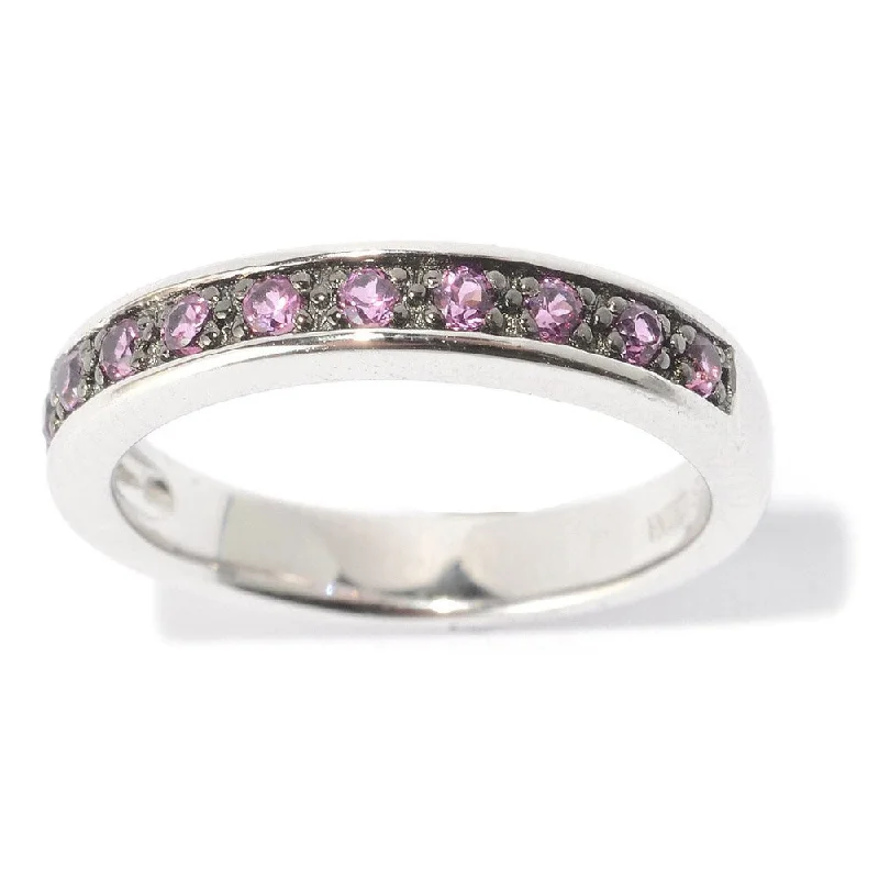 Women’s diamond rings-White Platinum over Silver Multicolor Round Gemstone Midi Ring