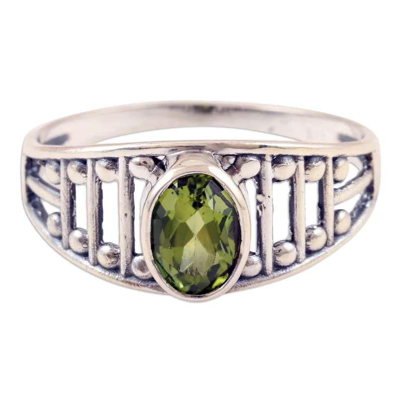 Women’s antique rings-Novica Handmade Prosperous Dazzle Peridot Single Stone Ring