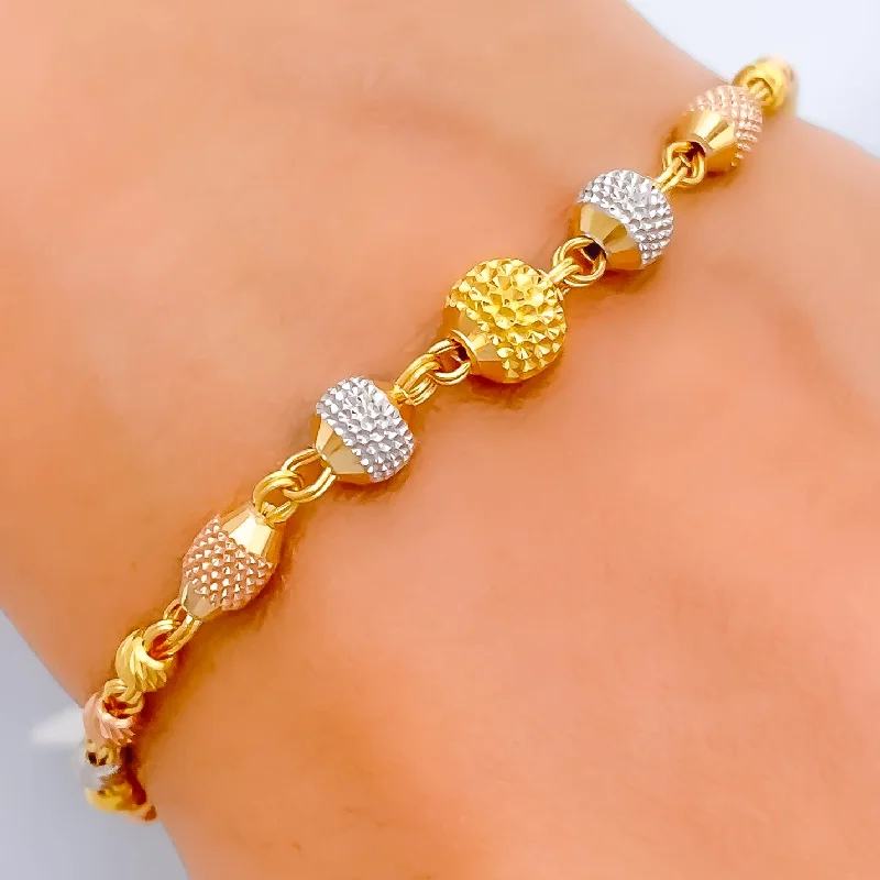 Women’s twisted bangles-Blooming Tasteful 22k Gold Orb Bracelet