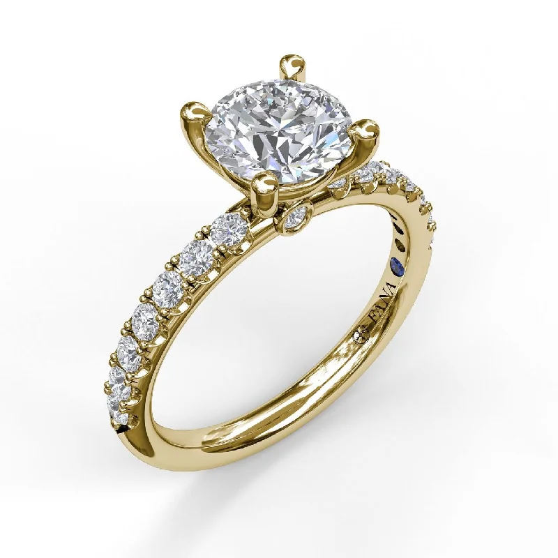 Women’s engagement rings with baguette diamonds-FANA - YELLOW GOLD DIAMOND PAVE ENGAGEMENT RING SETTING