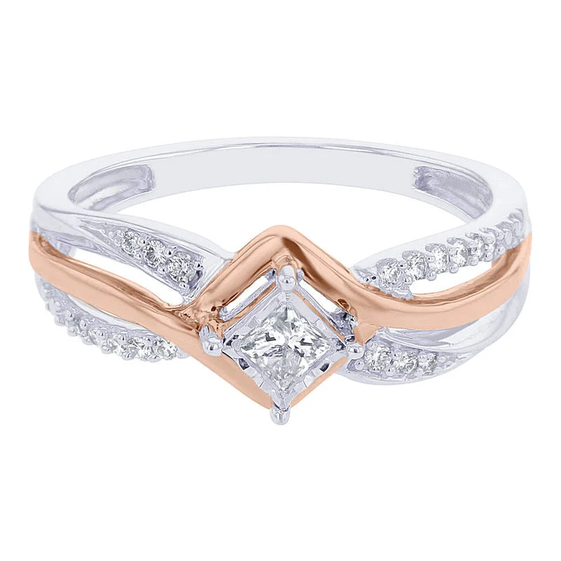 Women’s custom engagement rings with diamonds-Bypass Princess Mirage Ready for Love Diamond Engagement Ring