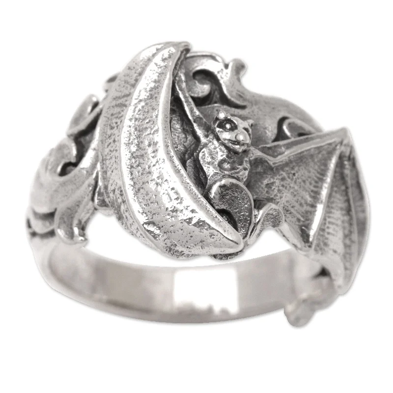 Women’s affordable engagement rings-Novica Handmade Bat In Motion Sterling Silver Cocktail Ring