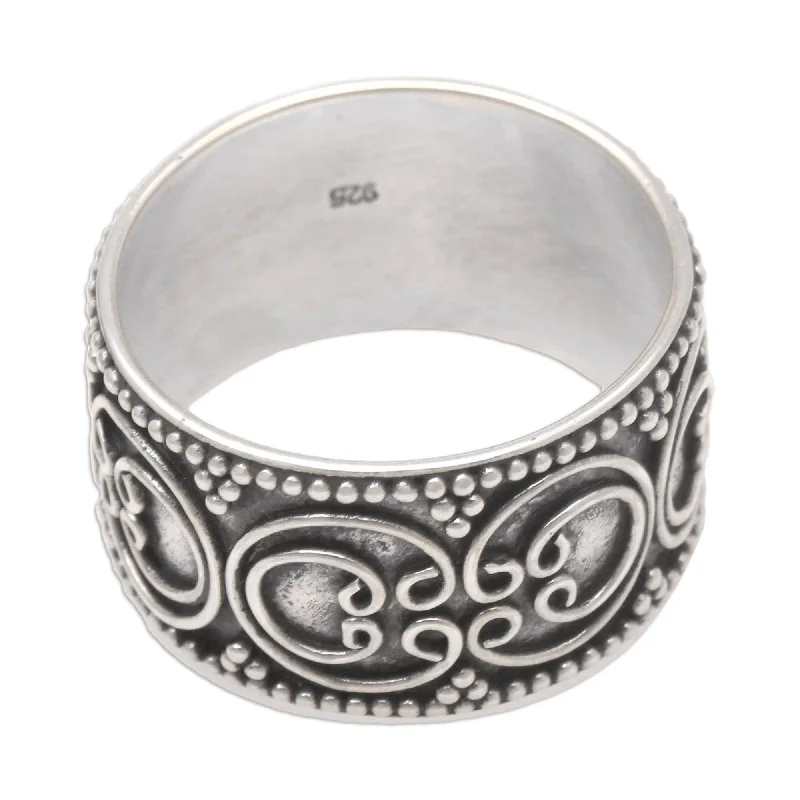 Women’s men’s ring for women-Novica Handmade Opulent Swirl Sterling Silver Band Ring