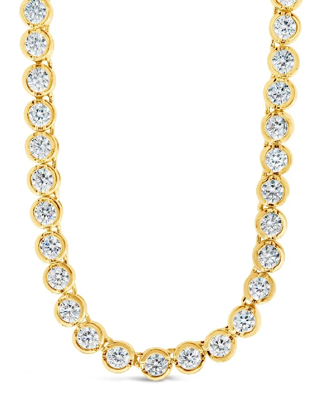 Women’s vintage-style pendant necklaces-Helene Bezel CZ Tennis Necklace