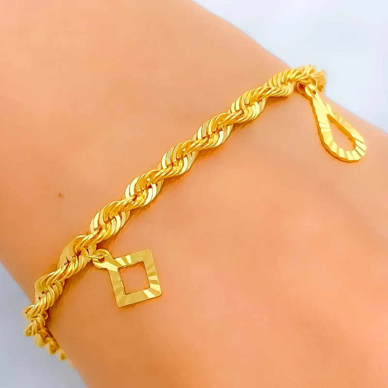 Women’s chic bangles-Posh Twisted 22k Gold Multi-Charm Bracelet