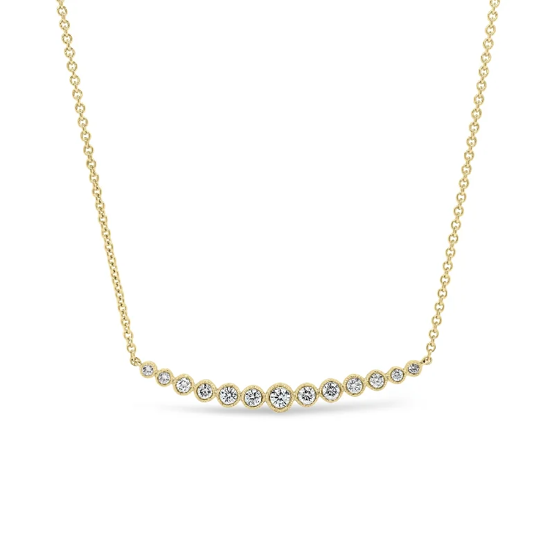 Women’s oval necklaces-Bezel-Set Diamond Arch Pendant