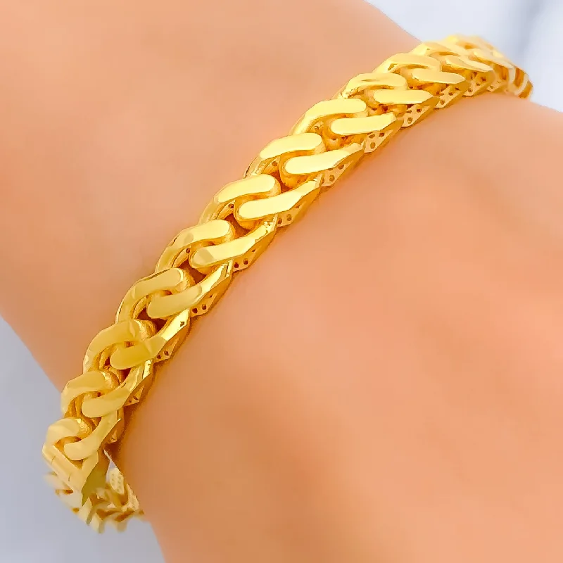 Women’s sterling silver bangles-Bold Lavish Linked 22k Gold Bangle Bracelet