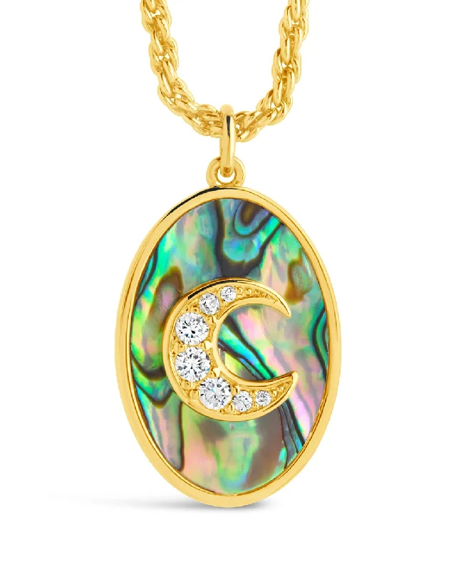 Women’s opal necklaces-Carrie CZ & Abalone Night Sky Pendant Necklace