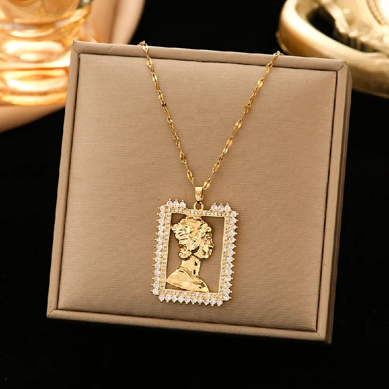 334 Queen Full Zirconium Necklace-Gold