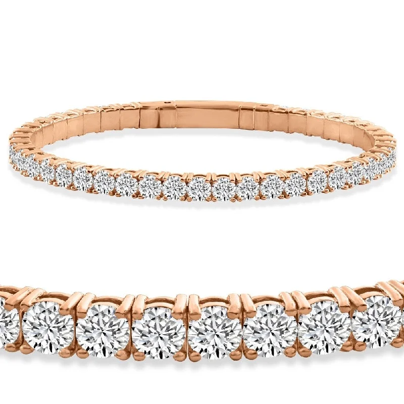 Women’s vintage cuff bracelets-10Ct TW Diamond Flexible Tennis Bracelet Bangle Gold Lab Grown