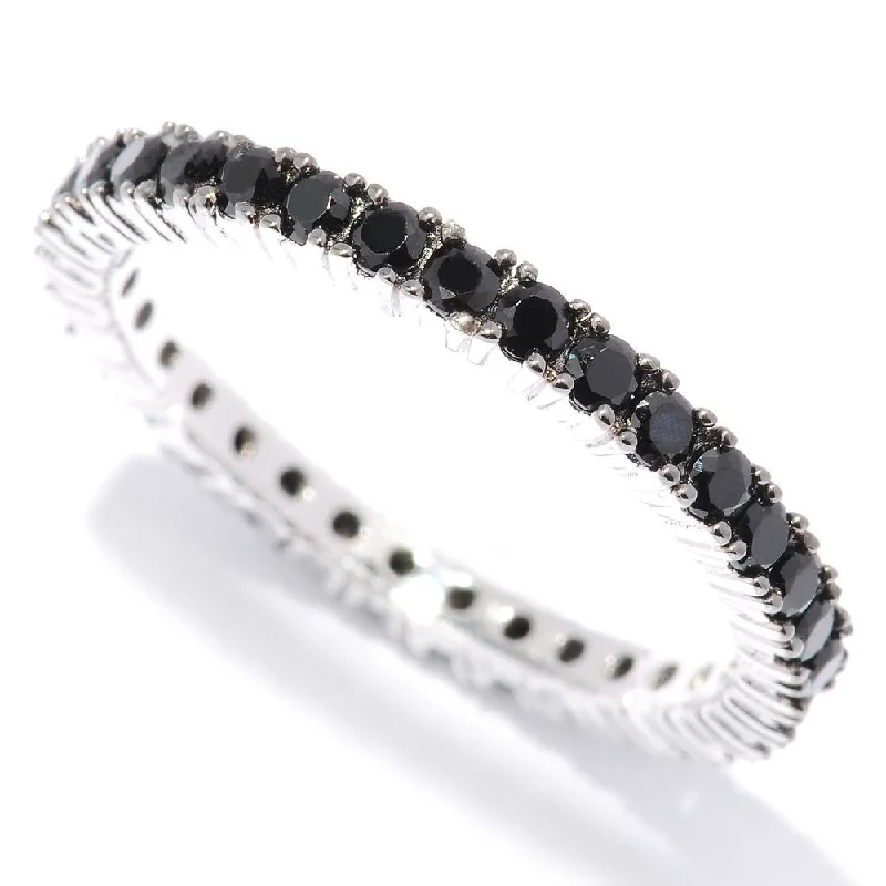 Women’s art deco rings-Sterling Silver 1ct Black Spinel Etenity Band Ring