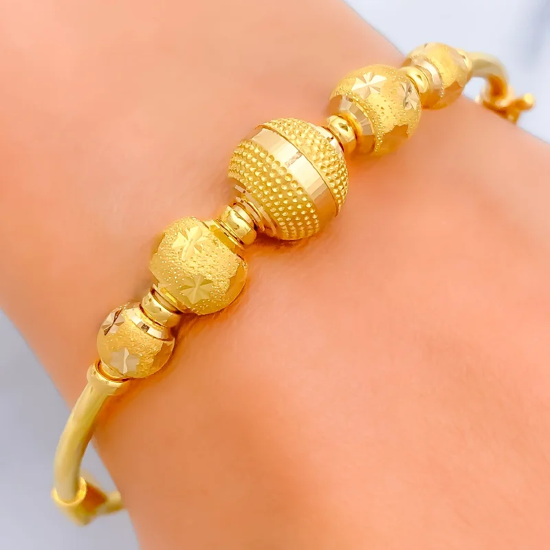 Women’s handmade bracelets-Graceful Star 22k Gold Bangle Bracelet