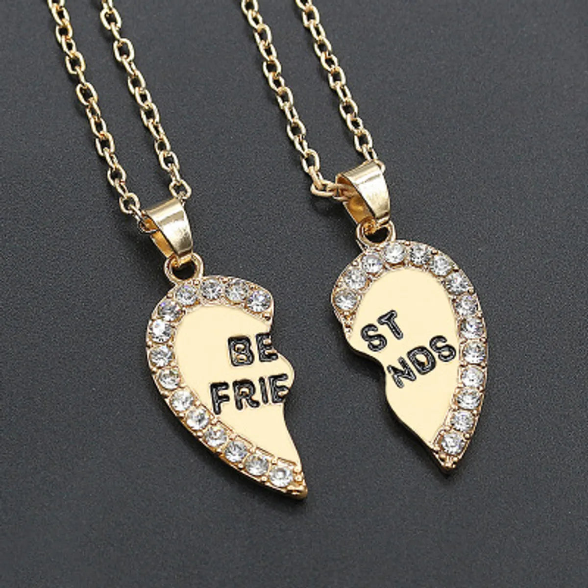 Women’s birthstone necklaces for mom-Fashion Heart English Letters Best Friends Pendant Copper Inlaid Zircon Necklace