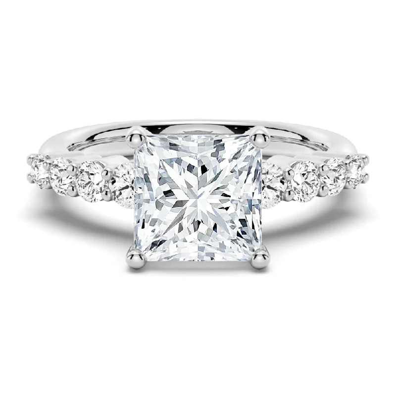 Women’s engagement rings with large diamonds-Classic Shared-Prong Princess Cut Moissanite Engagement Ring