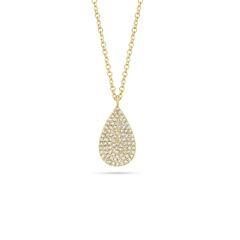 Women’s dainty gold necklaces-Pave Diamond disc