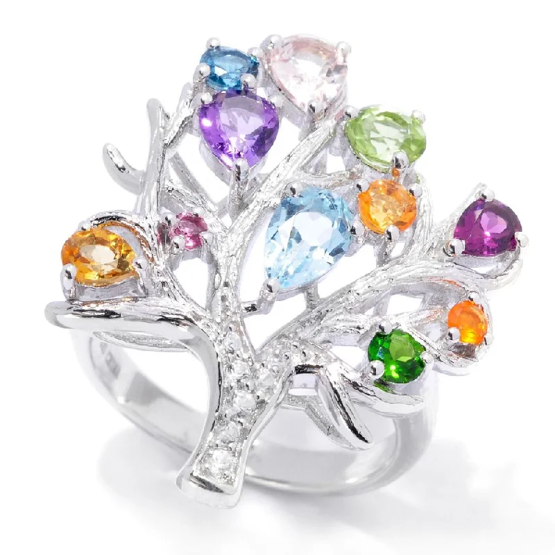 Women’s gemstone wedding rings-2.21ctw Multi Gemstone Tree of Life Ring