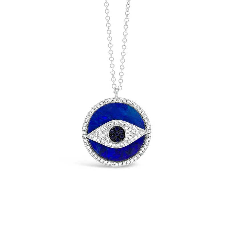 Women’s opal necklaces-Opal & Diamond Evil Eye Pendant Necklace