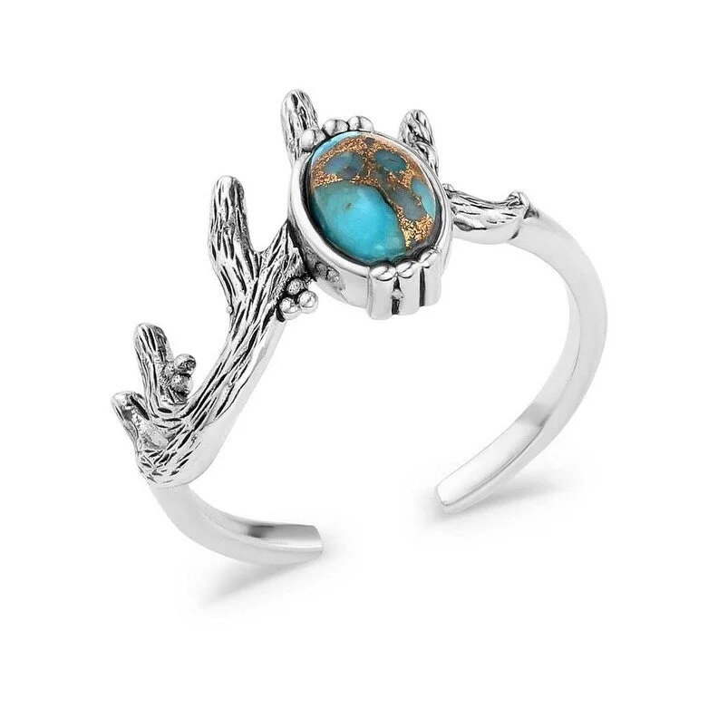 Women’s ruby rings-Montana Silversmiths Ring Womens Turquoise Haven Open KTRG5994 - Silver