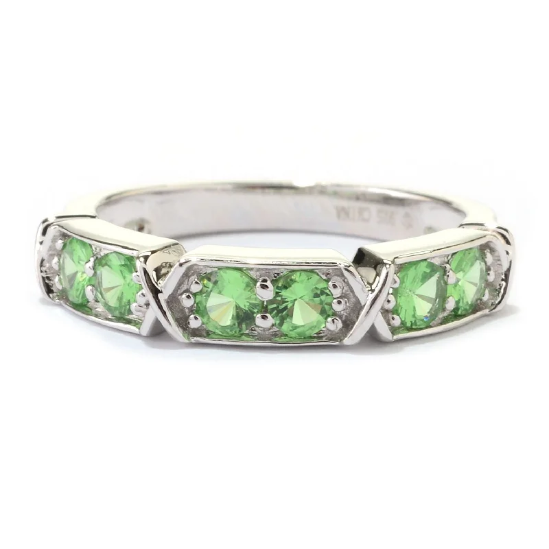 Women’s butterfly rings-Sterling Silver Round Tsavorite 6-stone Band Ring