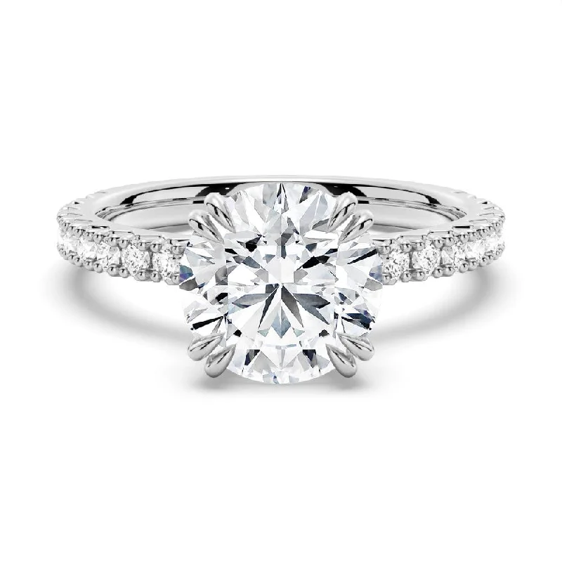 Women’s custom engagement rings-Moissanite Engagement Ring Solitaire With Pavé Accents