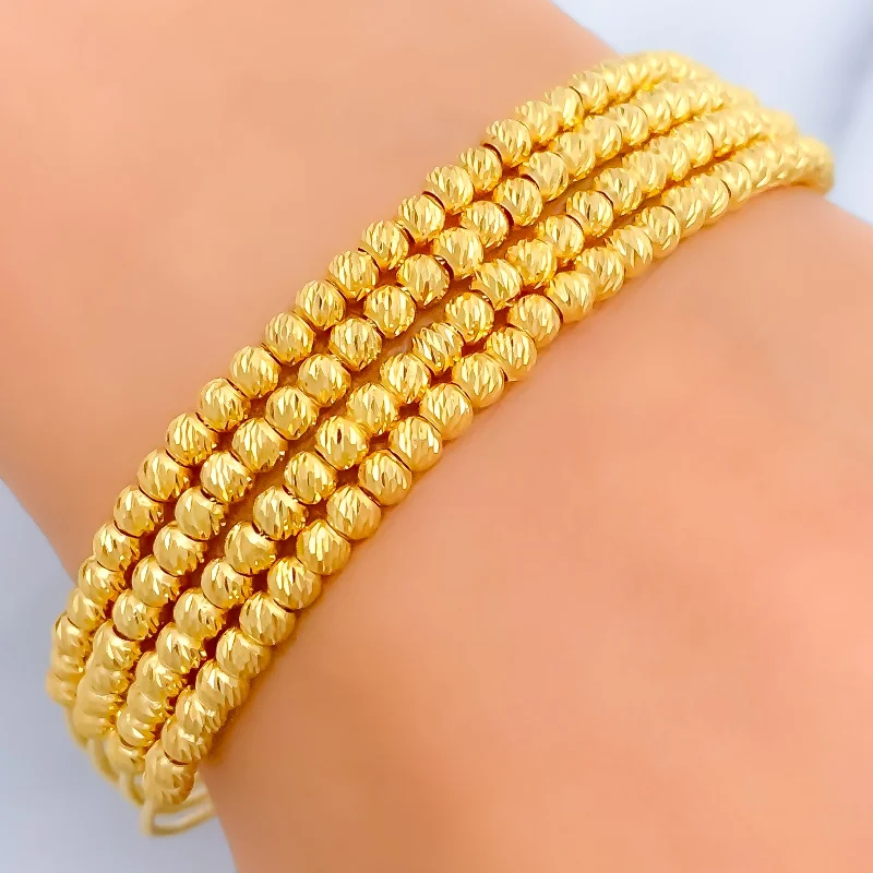 Women’s diamond bracelets-Timeless Orb Bead 22k Gold Bangle Bracelet