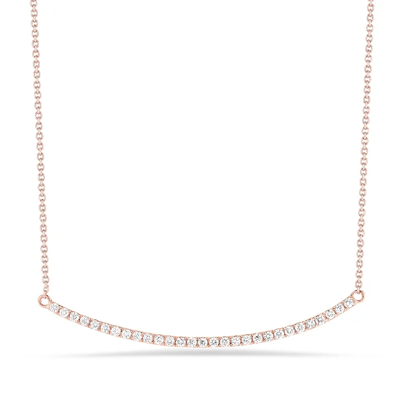 Women’s large pendant necklaces-Curved Diamond Bar Necklace