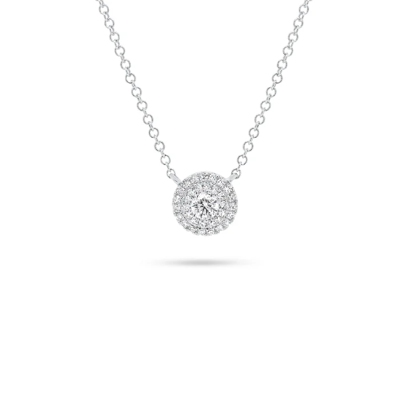 Women’s crystal necklaces-Diamond Double Halo Necklace