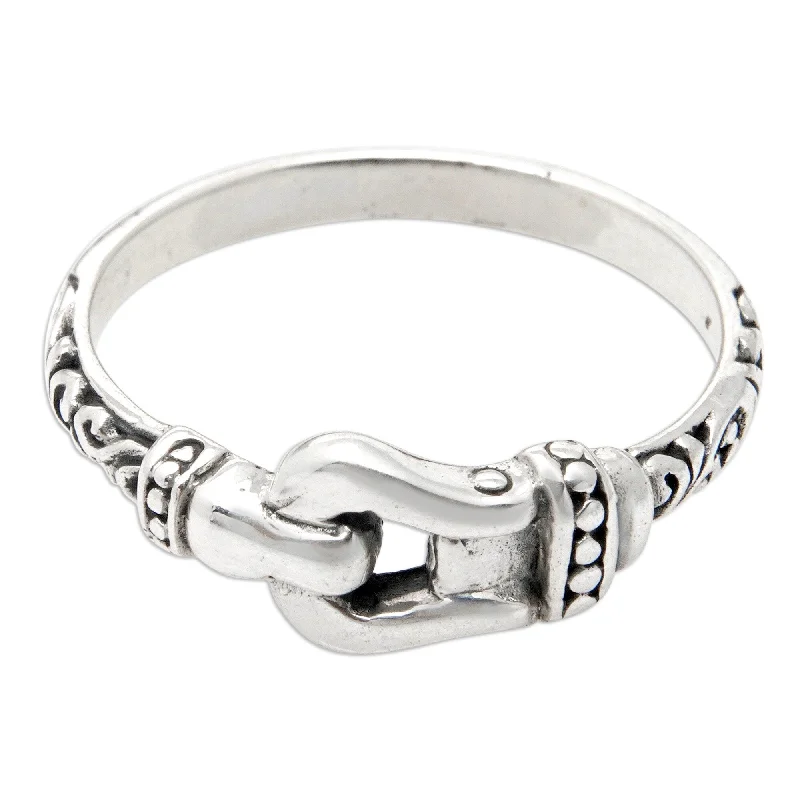 Women’s contemporary rings-Novica Handmade Linked Together Sterling Silver Band Ring