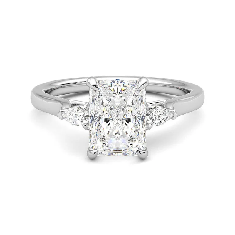 Women’s high-quality engagement rings-Three Stone Radiant Cut Engagement Ring with Hidden Anniversary Stone Accent