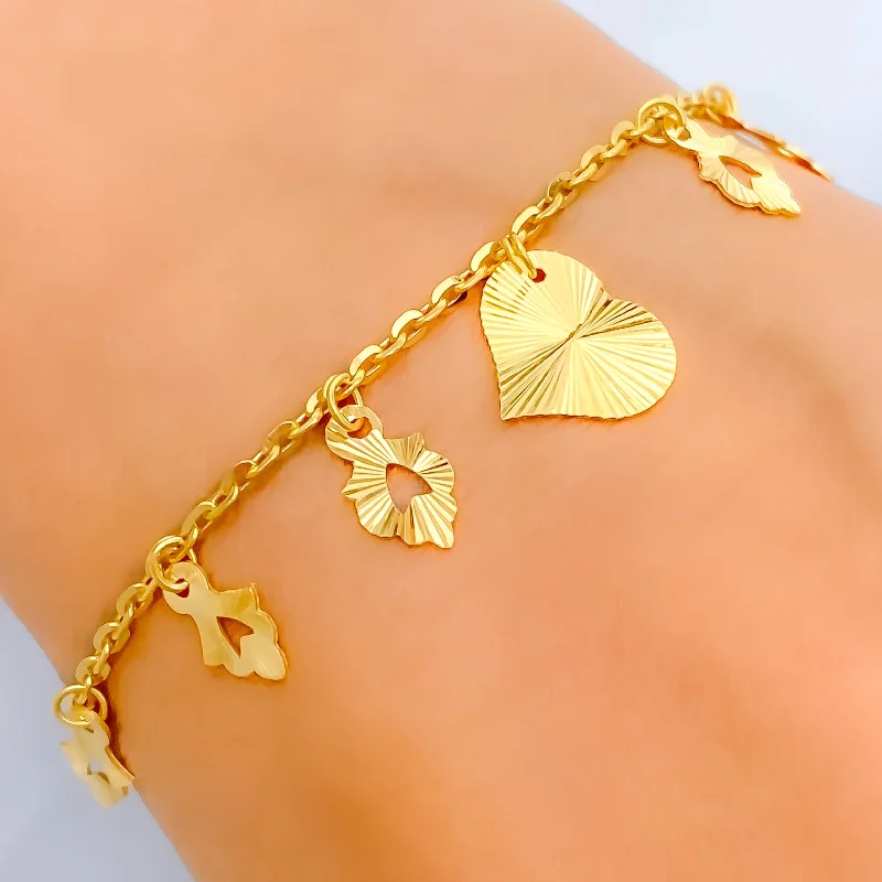 Women’s chain bracelets-Iconic Sparkling 22K Gold Charm Bracelet