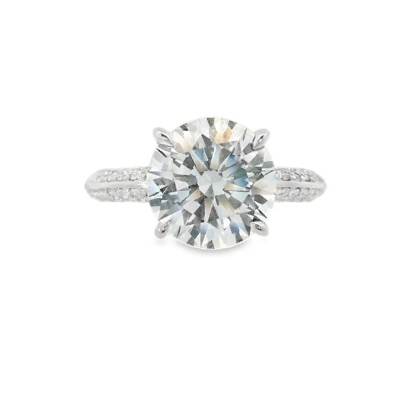 Women’s vintage engagement rings with diamonds-DIAMOND ENGAGEMENT RING - 4 CT ROUND CENTER