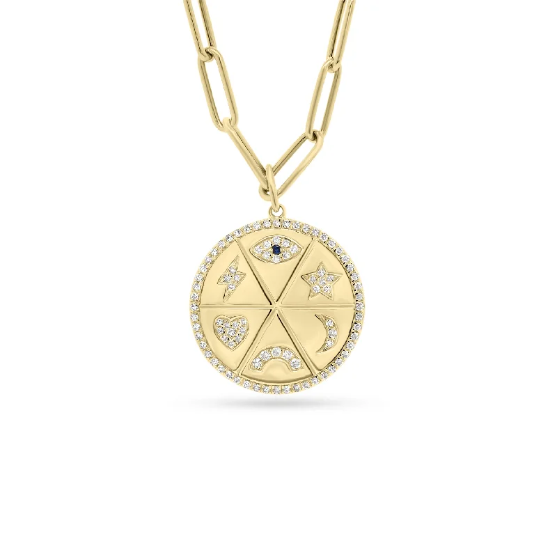 Women’s vintage-style pendant necklaces-Diamond Good Vibes Medallion Necklace