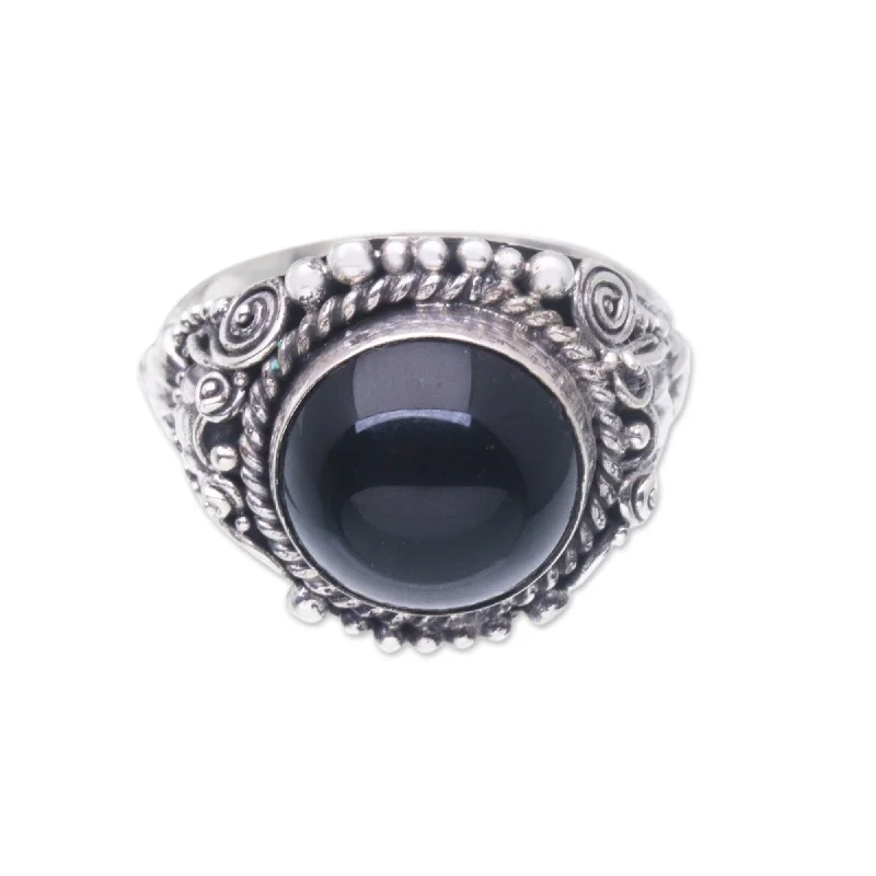 Women’s diamond rings-Novica Handmade Black Eclipse Onyx Cocktail Ring