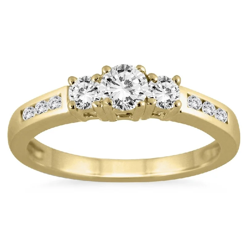 1/2 Carat TW Diamond Three Stone Ring in 10K Yellow Gold (K-L Color, I2-I3 Clarity)