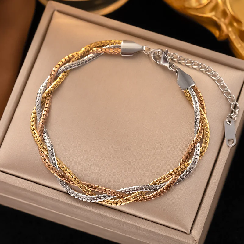 Jye2122 Bracelet Three-Color Three-Strand Curb Chain