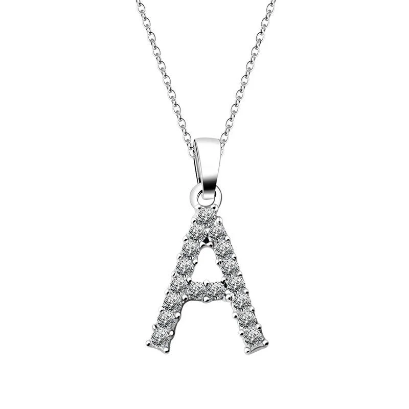 Women’s luxury diamond necklaces-Simple Style Letter Alloy Inlay Rhinestones Women's Pendant Necklace