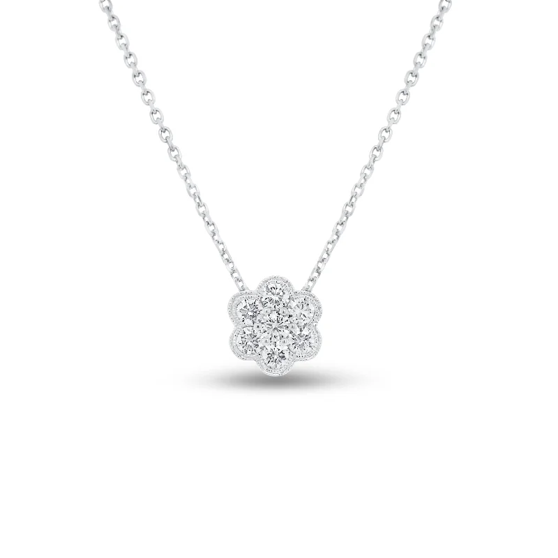 Women’s infinity necklaces-Diamond Flower Cluster Pendant