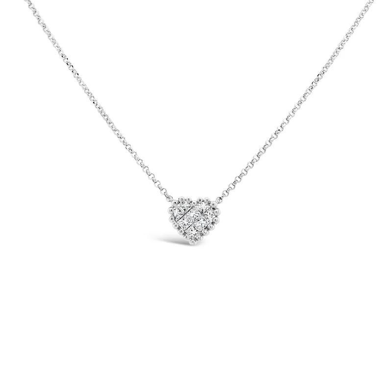 Women’s rose gold pendant necklaces-Diamond Tiny Heart Necklace