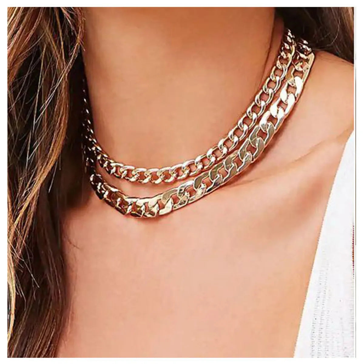 Women’s adjustable necklaces-Multi-layer Golden Thick Chain Necklace