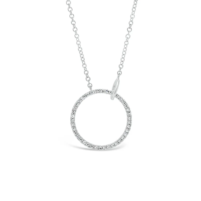 Women’s vintage-inspired necklaces-Diamond Open Circle Pendant