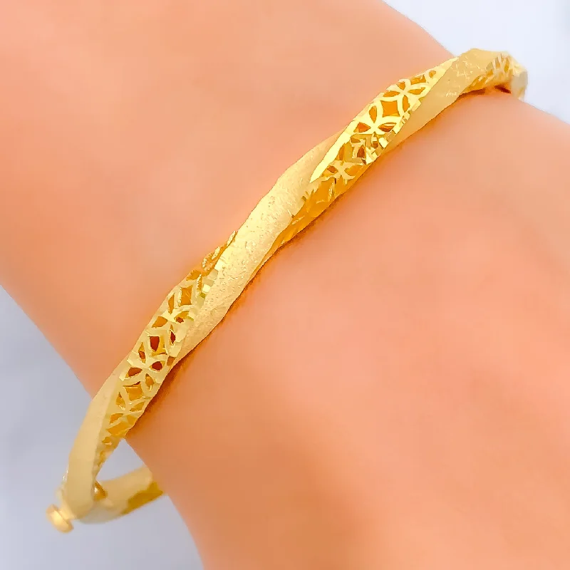 Women’s multi-layer bracelets-Distinct Twisted Jali 22k Gold Bangle Bracelet