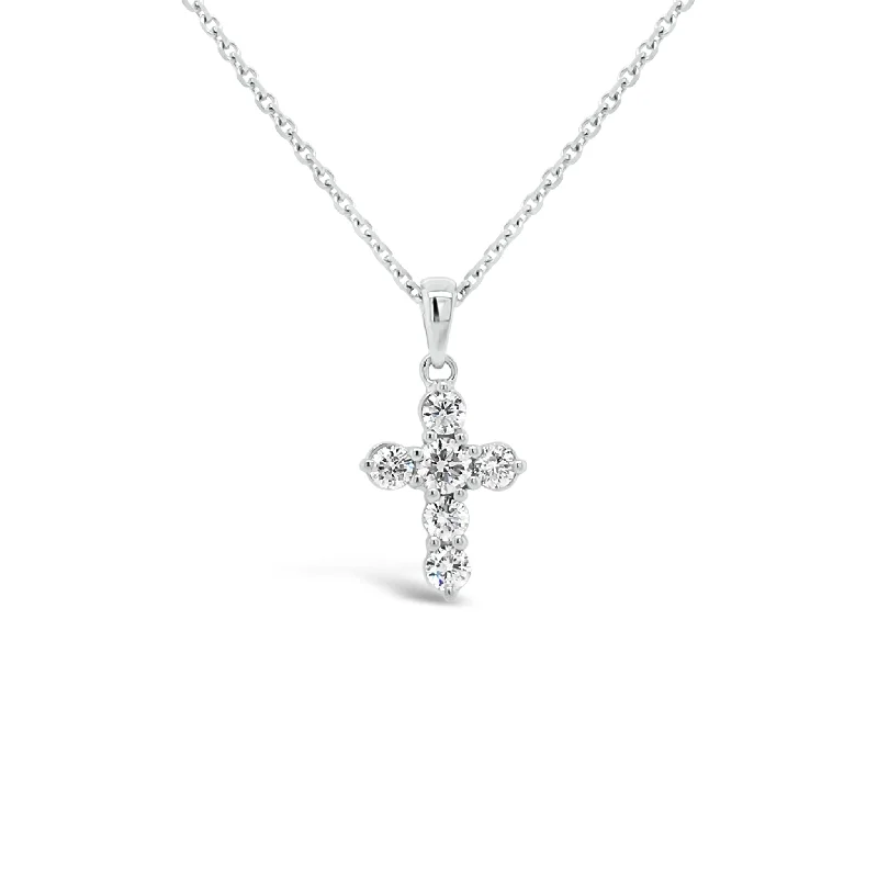 Women’s two-tone chain necklaces-Diamond 6-Stone Cross Pendant Necklace