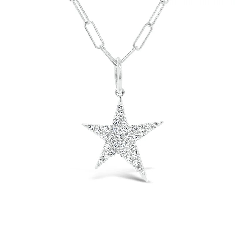 Women’s fine chain necklaces-Diamond Star Pendant Charm