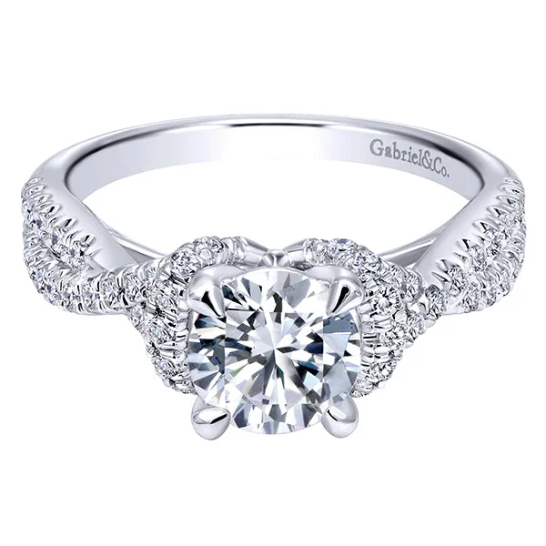 Women’s high-end engagement rings-GABRIEL & CO - PAVE DIAMOND TWIST SHANK ENGAGEMENT RING SETTING