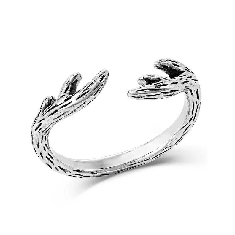 Women’s rose gold rings-Montana Silversmiths Ring Womens Embrace The Wild Antler Open KTRG5654 - Silver