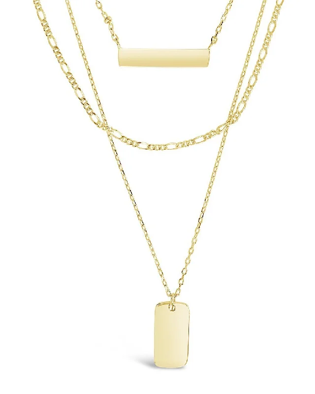 Women’s luxurious pearl necklaces-Triple Layered Bar Necklace