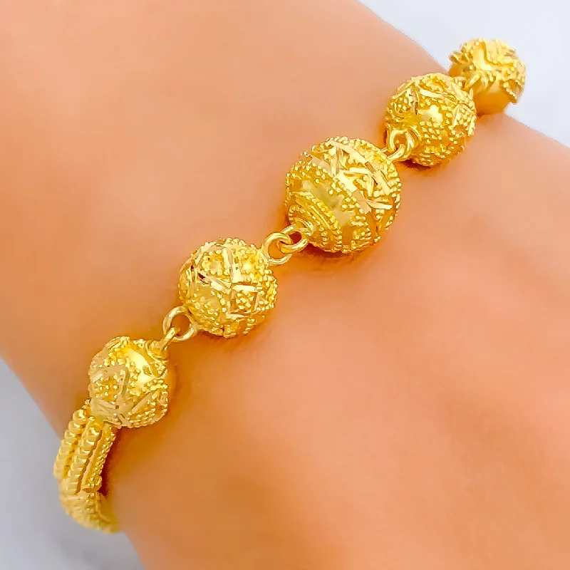 Women’s adjustable bracelets-Classy Ornate 22k Gold Flexi Bangle Bracelet