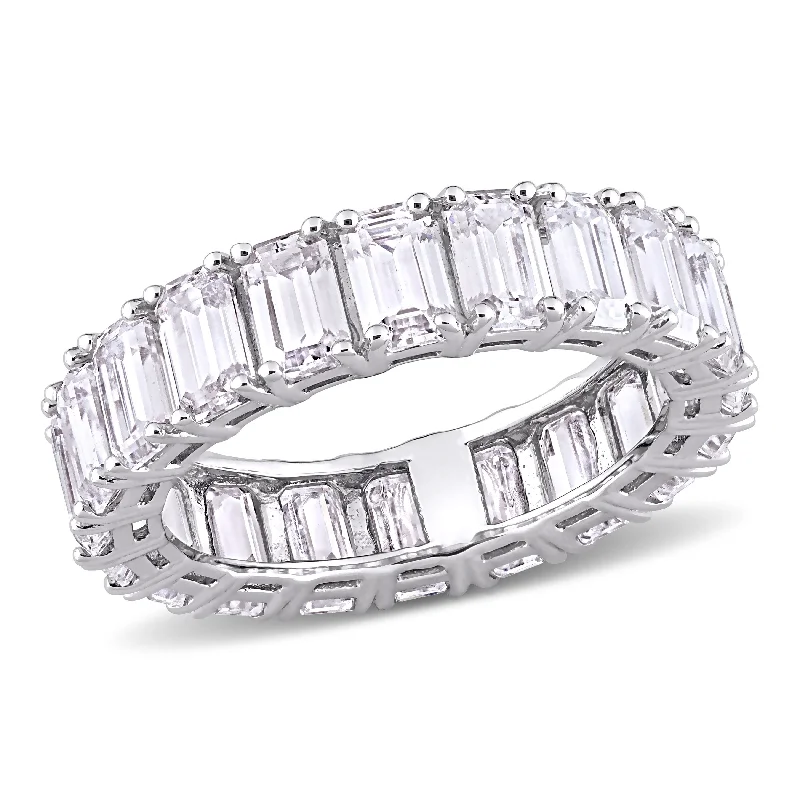 Women’s engagement rings-Eternally Yours 6ct DEW Emerald Cut Created Moissanite Eternity Ring in 14k White Gold